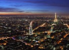Vue de Paris au cr�puscule. L'image est centr�e sur la ligne 6 du m�tro Parisien